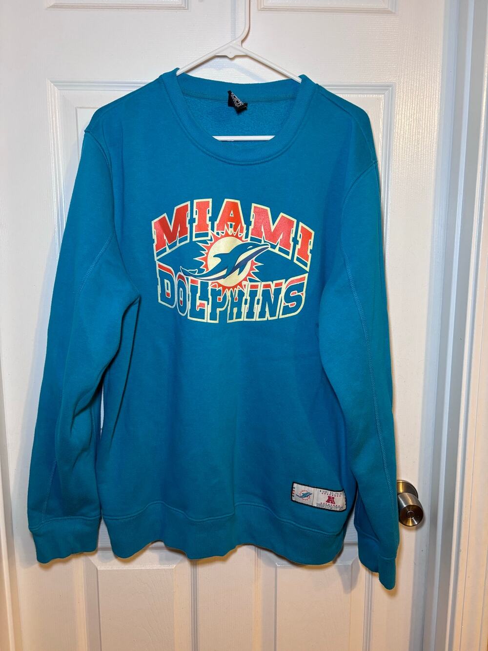 Miami Dolphins NFL Team Apparel 1X Aqua Teal Crewneck Sweatshirt AFC East